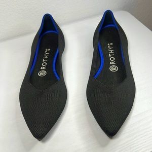 ROTHY’S ‘THE POINT’ WOMEN’S SOLID BLACK BALLET FLATS POINTED TOE SHOES SZ US 9